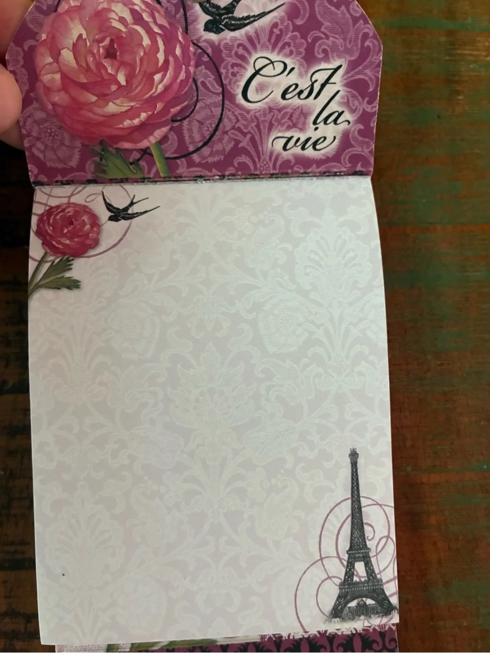 Punch Studio Pink Floral Paris Notepad Jeweled Cover